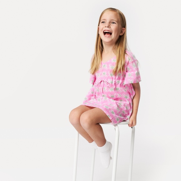 Girls Cotton Kaftan Dress | Hand Block Print | 18M–6Y | Organic 100% Cotton - Picture 1 of 3